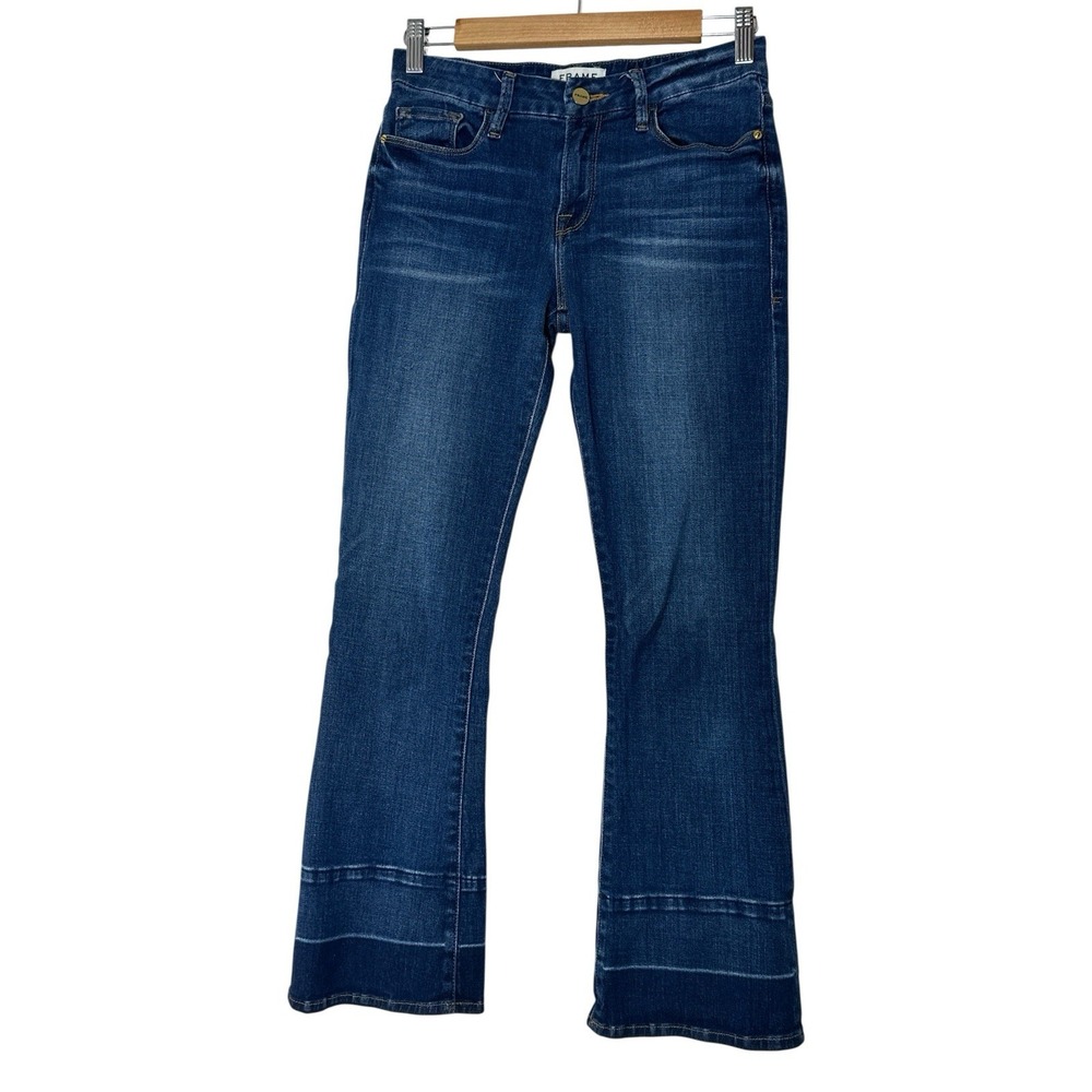 Frame Le Crop Mini Boot Atlas Jeans Women's Size 25 Blue Stretch Designer - Picture 3 of 12